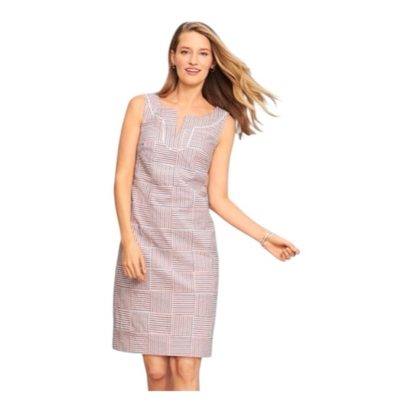 NWT! Talbots 100% Cotton Sleeveless PATCHWORK SHIFT DRESS. Size 2. - Picture 4 of 16